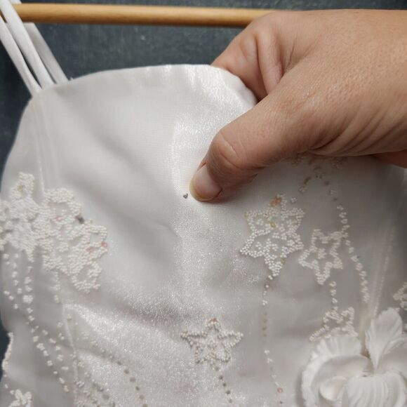 Muneca Size 7 White Party Dress Flower Girl Communion - Picture 3 of 8